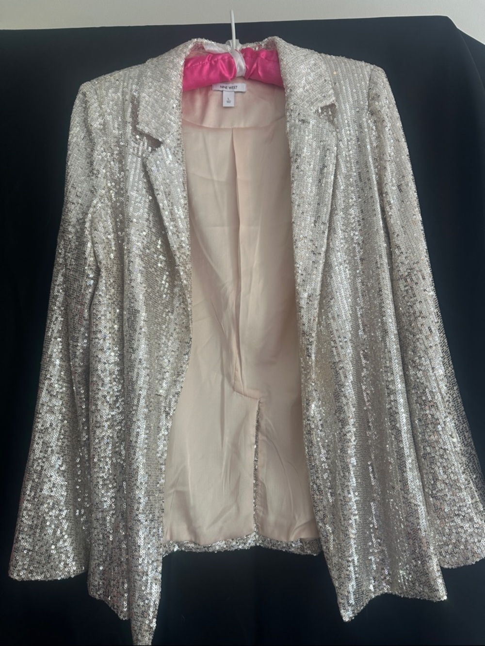Nine West Silver Sequin Blazer Jacket